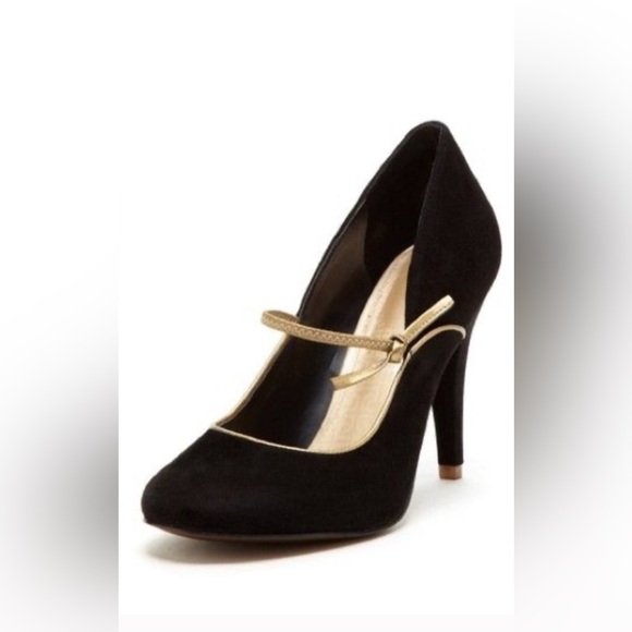 EUC Rockford, suede  Black and Gold Women's Heels - Picture 1 of 8